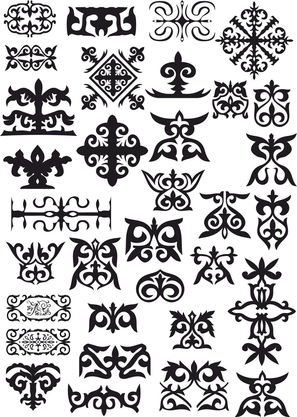 طرح وکتور الگوهای قزاق مناسب برای استفاده در دستگاه های cnc چوب و cnc لیزر - kazakh patterns vector cdr file