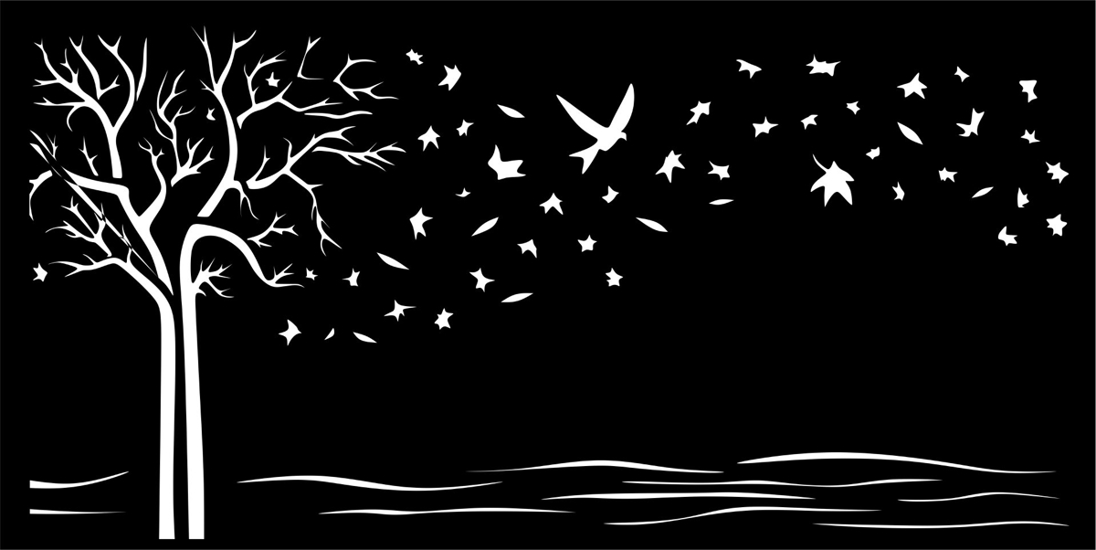 طرح وکتور طرح پرنده با طرح درخت مناسب برای استفاده در دستگاه های cnc چوب و cnc لیزر - tree start bird vector art cdr file