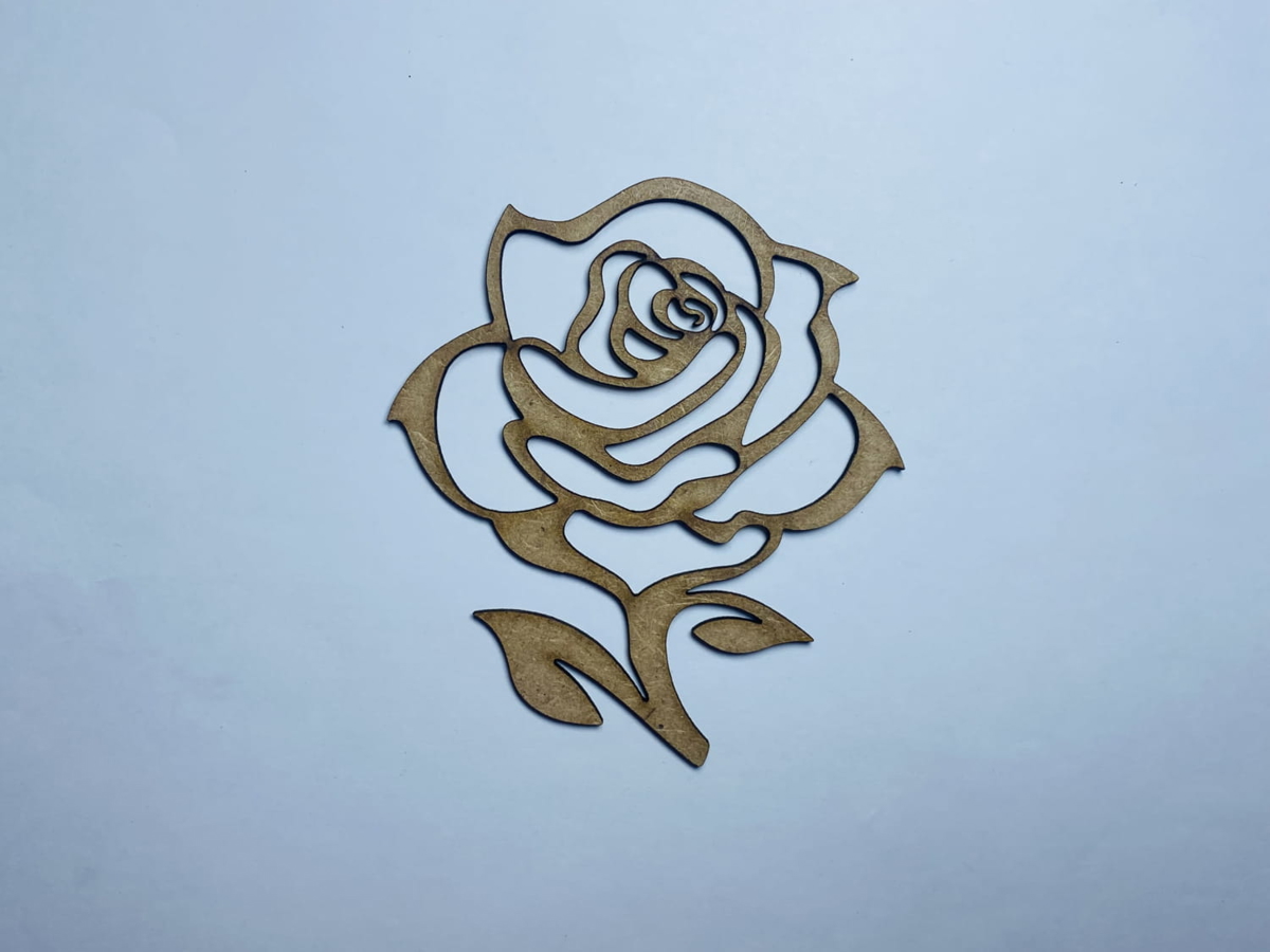 طرح خام شکل چوب گل رز مناسب برای استفاده در دستگاه های cnc چوب و cnc لیزر - laser cut rose wood cutout shape blank cdr file