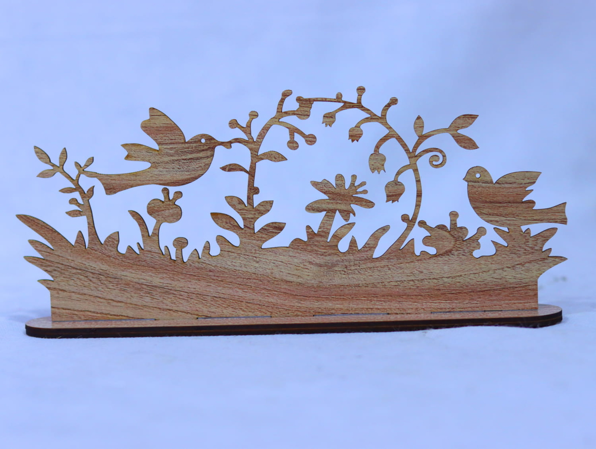 طرح تزیین میز پرندگان مناسب برای استفاده در دستگاه های cnc چوب و cnc لیزر - laser cut birds table decor cdr file