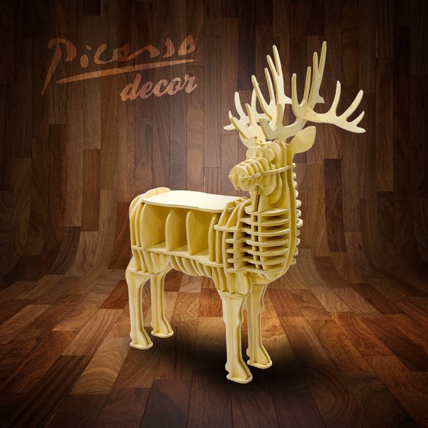 طرح قفسه گوزن، جاکتابی، قفسه دیواری مناسب برای استفاده در دستگاه های cnc چوب و cnc لیزر - laser cut deer shelf book rack cdr file