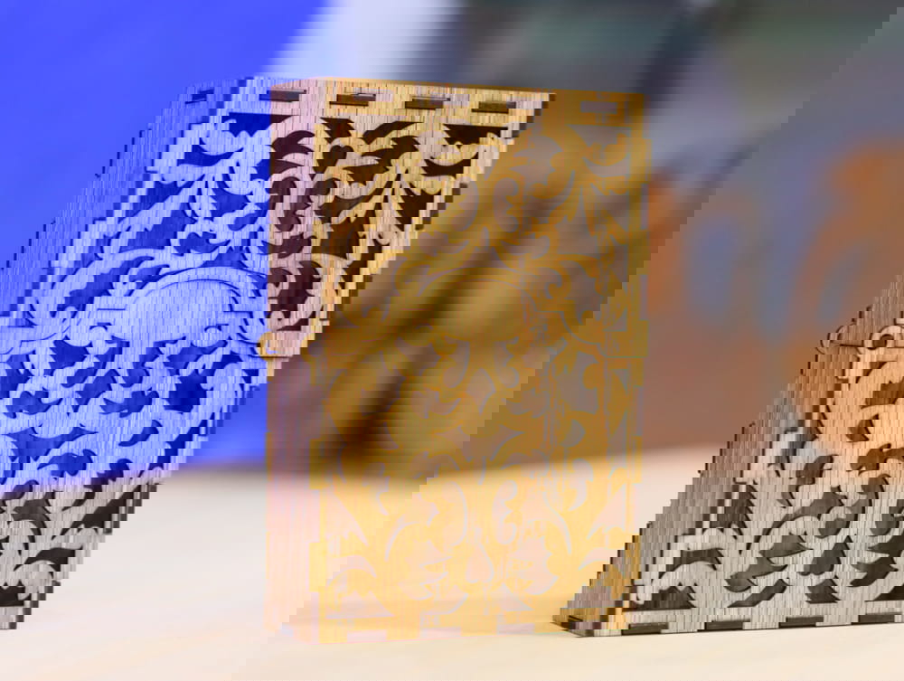 طرح جعبه کارت بازی چوبی مناسب برای استفاده در دستگاه های cnc چوب و cnc لیزر - laser cut wooden playing card box cdr file