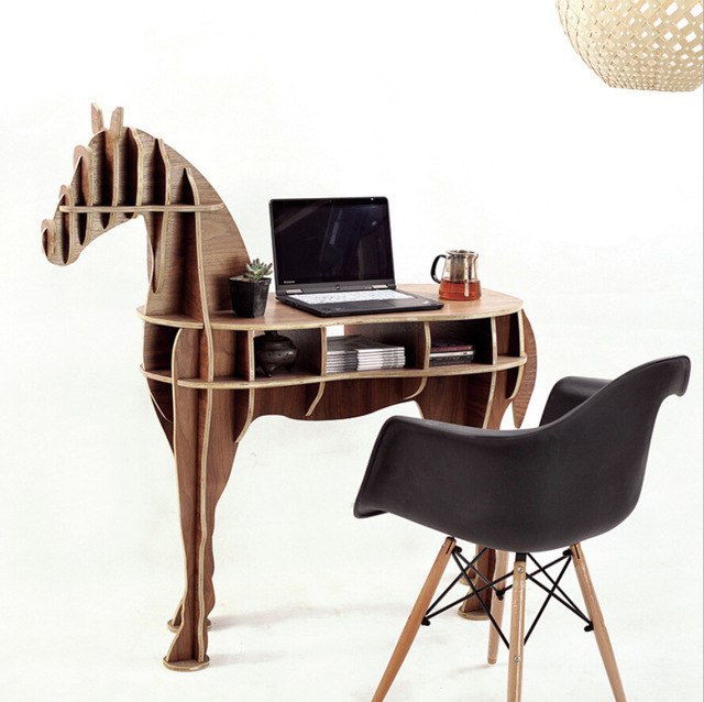 طرح قفسه کتاب به شکل اسب مناسب برای استفاده در دستگاه های cnc چوب و cnc لیزر - horse shaped bookshelf dxf file