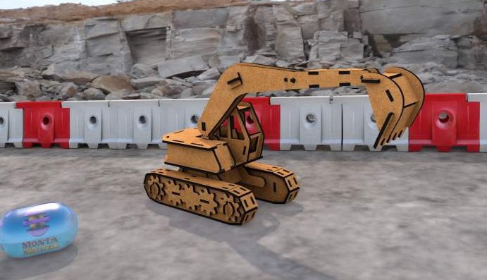 طرح پازل سه بعدی بیل مکانیکی چوب مناسب برای استفاده در دستگاه های cnc چوب و cnc لیزر - laser cut wood excavator 3d puzzle cdr file