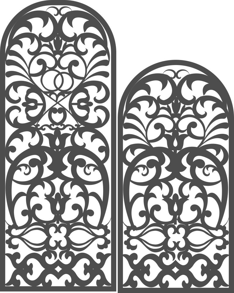طرح الگوی پرده قوسی مناسب برای استفاده در دستگاه های cnc چوب و cnc لیزر - arch screen pattern dxf file