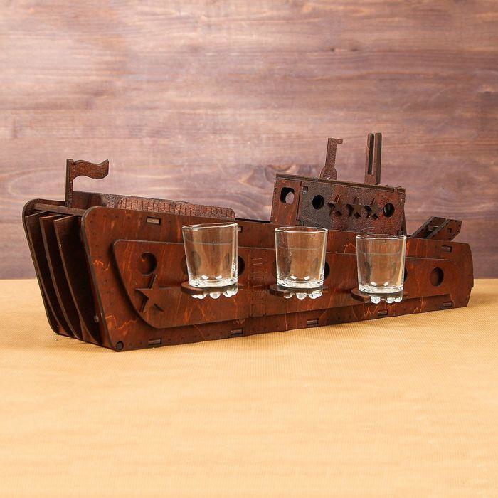 طرح مینی بار کشتی چوبی مناسب برای استفاده در دستگاه های cnc چوب و cnc لیزر - laser cut mini bar wooden ship cdr file