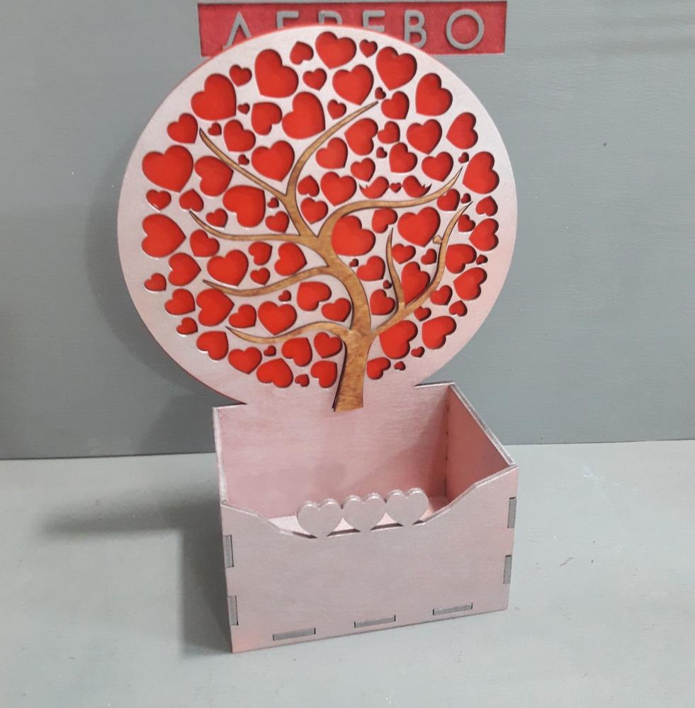 طرح جعبه با طرح درخت قلبی مناسب برای استفاده در دستگاه های cnc چوب و cnc لیزر - laser cut box with hearts tree cdr file