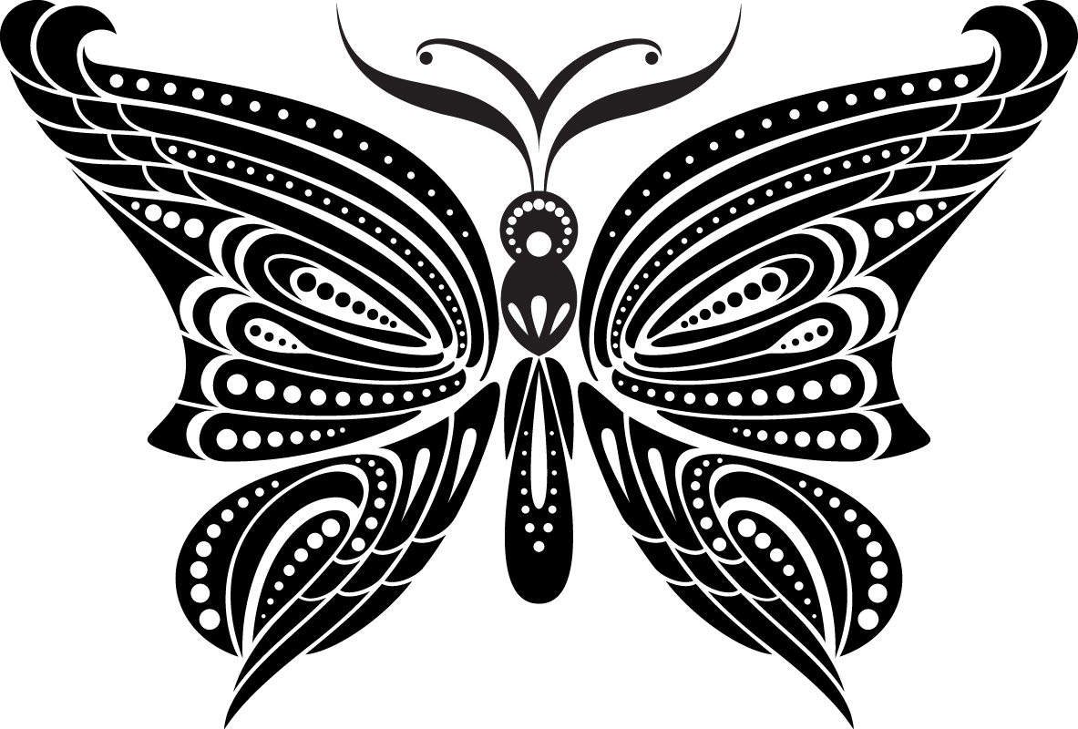 طرح تاتو پروانه سیاه مناسب برای استفاده در دستگاه های cnc چوب و cnc لیزر - black butterfly tattoo eps file