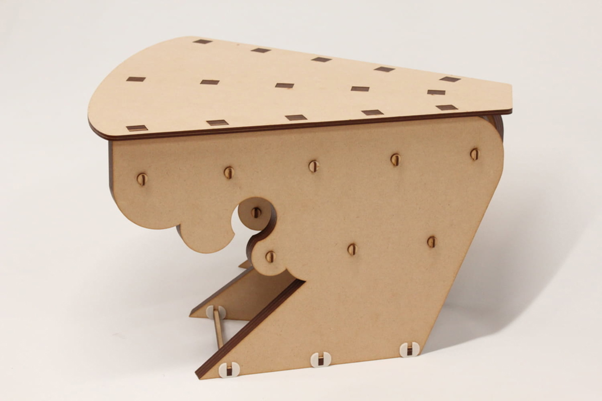 طرح چهارپایه کومود مناسب برای استفاده در دستگاه های cnc چوب و cnc لیزر - laser cut kumode stool ai file