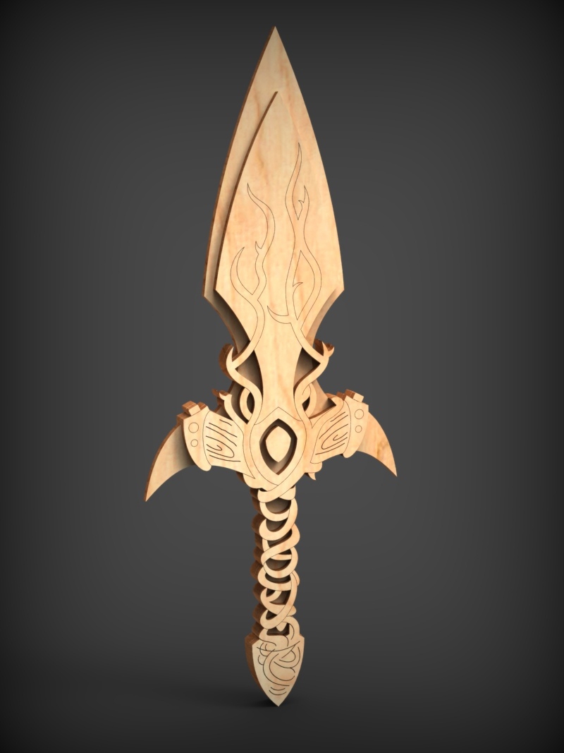 طرح شمشیر دروید مناسب برای استفاده در دستگاه های cnc چوب و cnc لیزر - laser cut druid sword cdr file