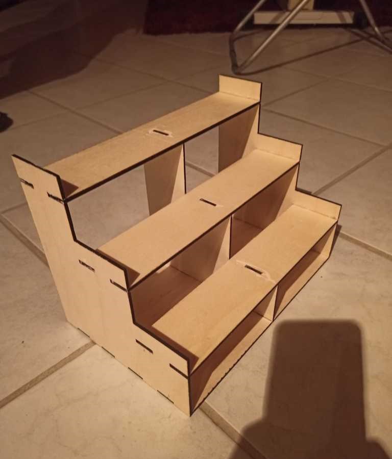 طرح جا ادویه پله پله 3 میلی متری مناسب برای استفاده در دستگاه های cnc چوب و cnc لیزر - laser cut stair step spice rack 3mm dxf file