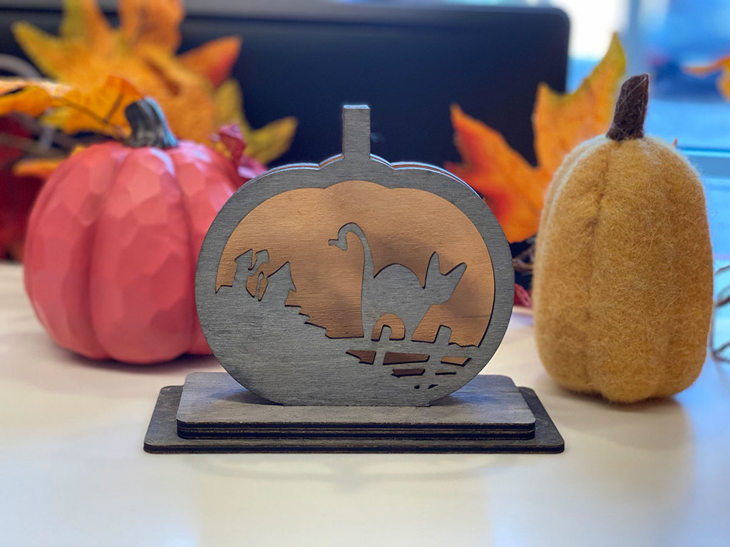 طرح با موضوع تزئین کدو حلوایی با مناسب برای استفاده در دستگاه های cnc چوب و cnc لیزر - laser cut pumpkin decoration svg file
