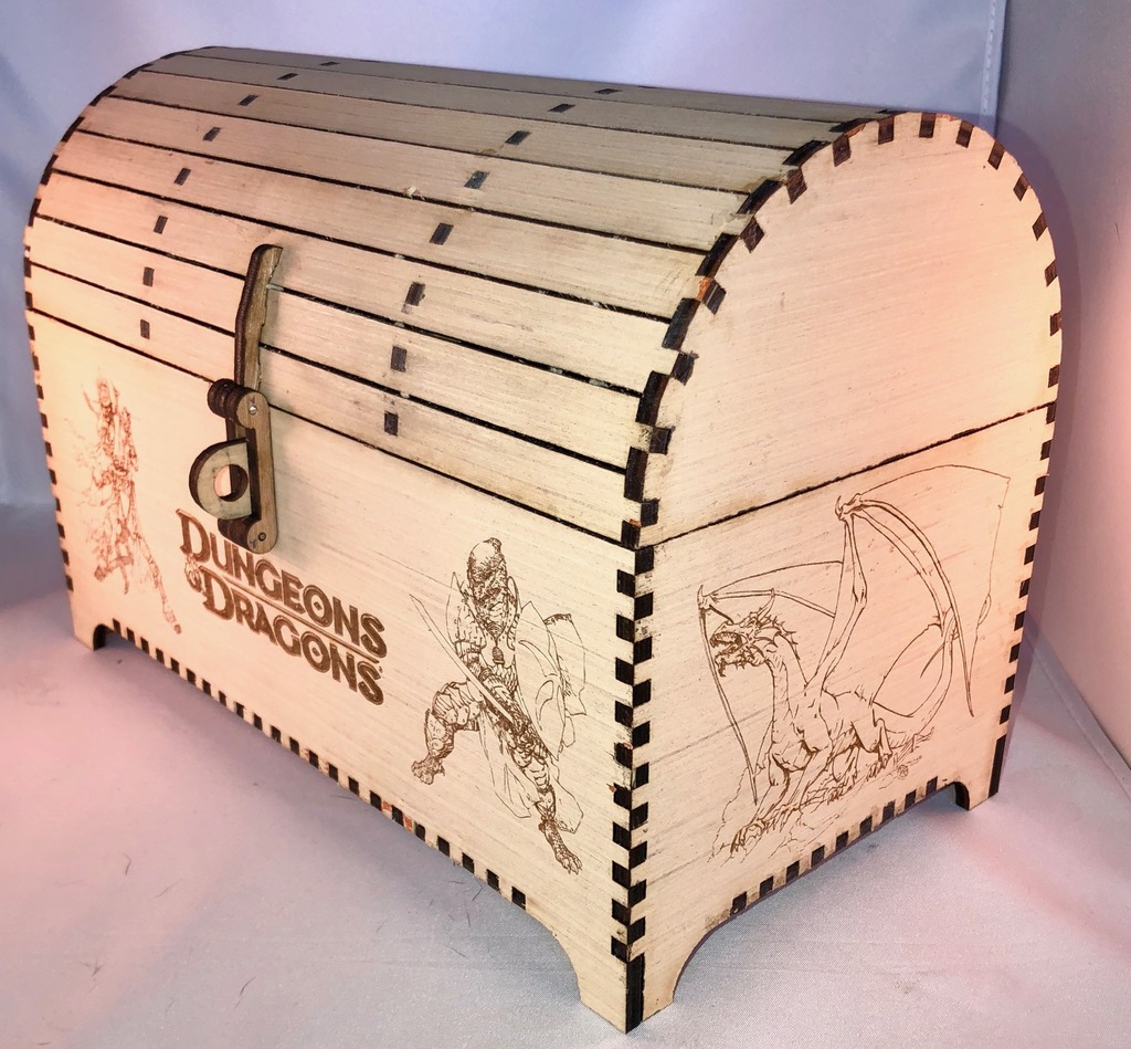 طرح صندوقچه گنج ۵ میلی‌متری مناسب برای استفاده در دستگاه های cnc چوب و cnc لیزر - laser cut treasure chest 5mm svg file