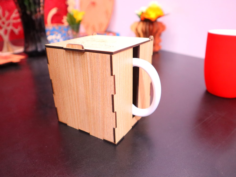طرح جعبه فنجان چای mdf 3mm مناسب برای استفاده در دستگاه های cnc چوب و cnc لیزر - laser cut tea cup box mdf 3mm dxf file