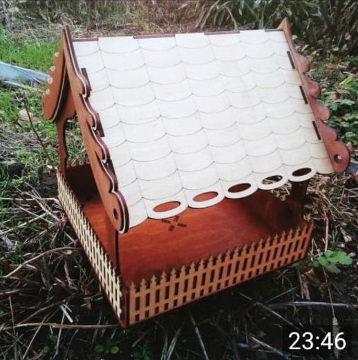 طرح دانه دان پرنده چوبی مناسب برای استفاده در دستگاه های cnc چوب و cnc لیزر - laser cut wooden bird feeder cdr file