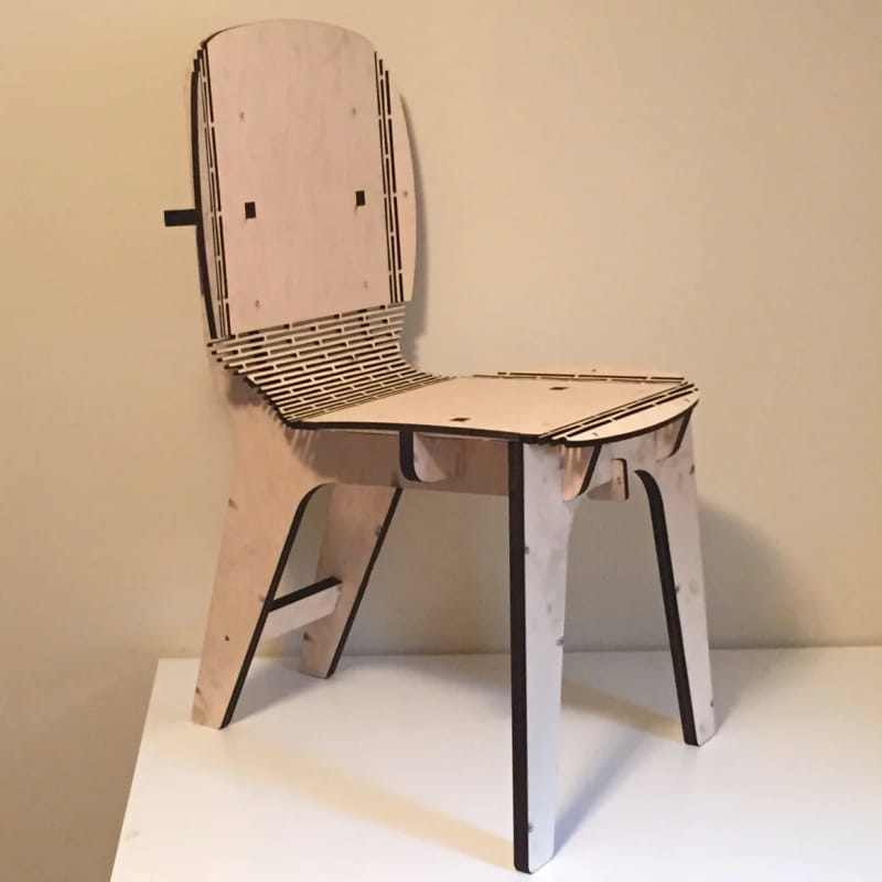 طرح صندلی راحتی با لولا و فرمت مناسب برای استفاده در دستگاه های cnc چوب و cnc لیزر - laser cut living hinge chair dxf file