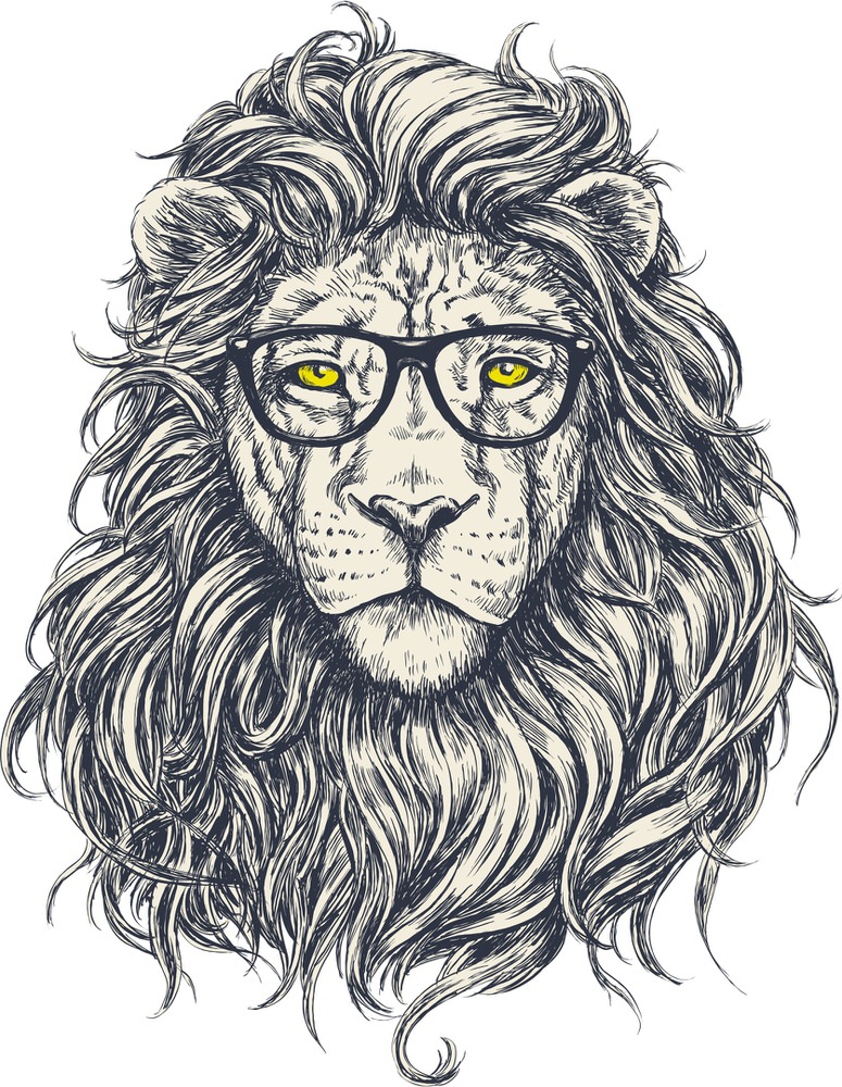 طرح شیر هیپستر مناسب برای استفاده در دستگاه های cnc چوب و cnc لیزر - hipster lion print cdr file