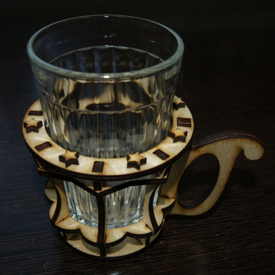 طرح جا لیوانی چوبی مناسب برای استفاده در دستگاه های cnc چوب و cnc لیزر - laser cut wooden cup holder cdr file