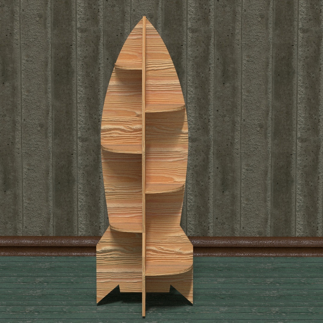 طرح قفسه موشک قفسه کتاب سفینه فضایی دکور اتاق مناسب برای استفاده در دستگاه های cnc چوب و cnc لیزر - laser cut rocket shelf spaceship bookshelf room decor cdr file