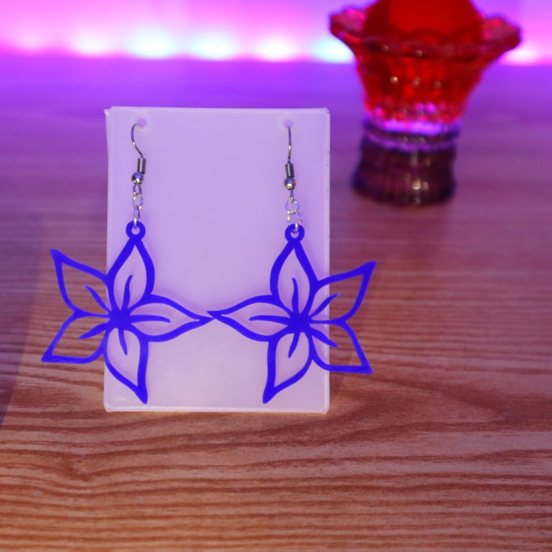 طرح گوشواره زنانه طرح گل اکریلیک مناسب برای استفاده در دستگاه های cnc چوب و cnc لیزر - laser cut women fashion acrylic flower pendant earrings dxf file