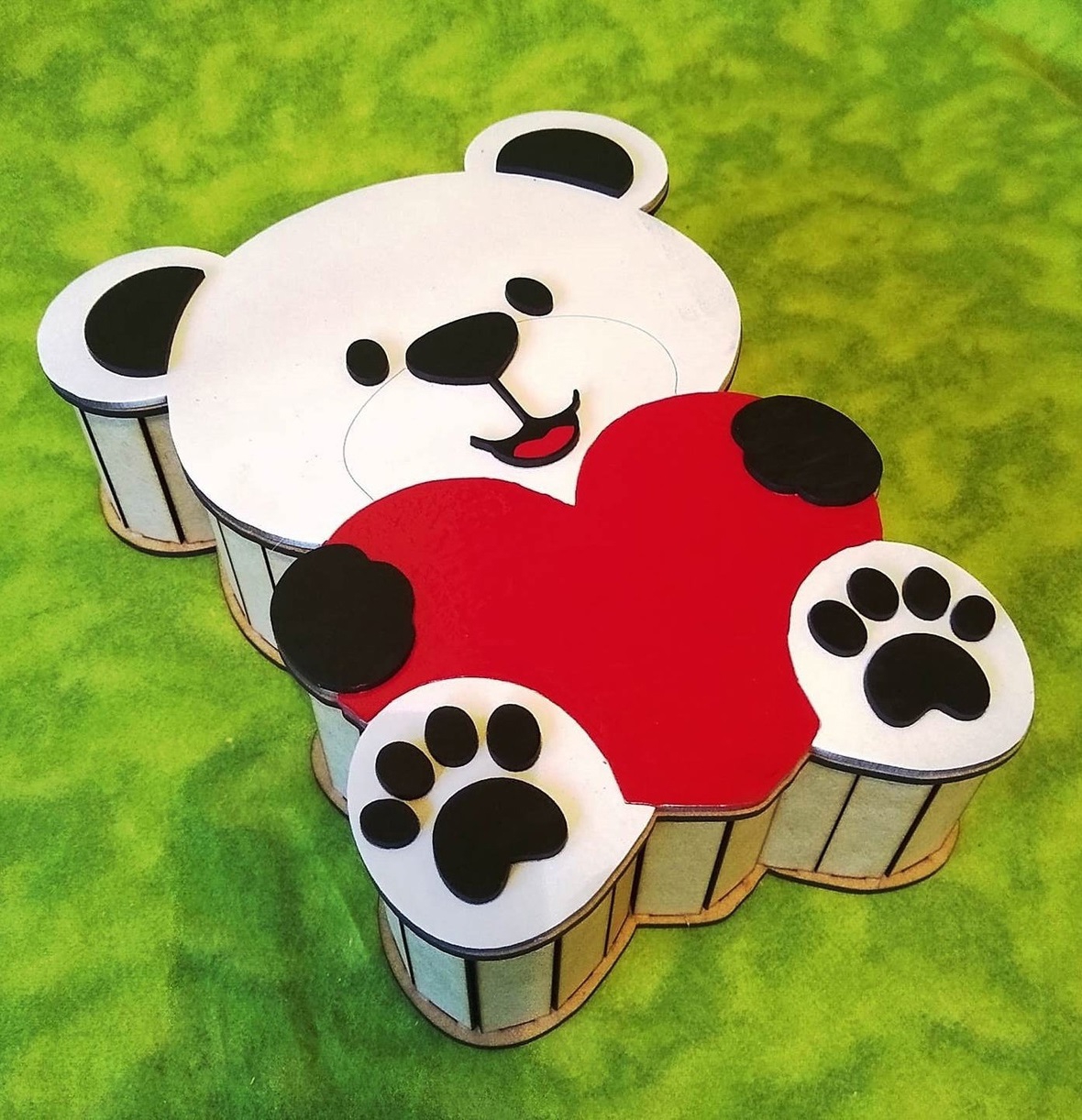 طرح جعبه کادو به شکل خرس عروسکی مناسب برای استفاده در دستگاه های cnc چوب و cnc لیزر - laser cut bear shaped gift box teddy bear candy box cdr file