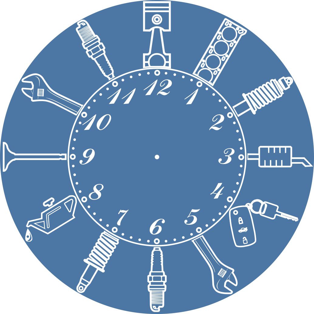 طرح ساعت دیواری مخصوص سرویس ماشین، تعمیرگاه، گاراژ مناسب برای استفاده در دستگاه های cnc چوب و cnc لیزر - laser cut car service workshop repair garage owner wall clock cdr file
