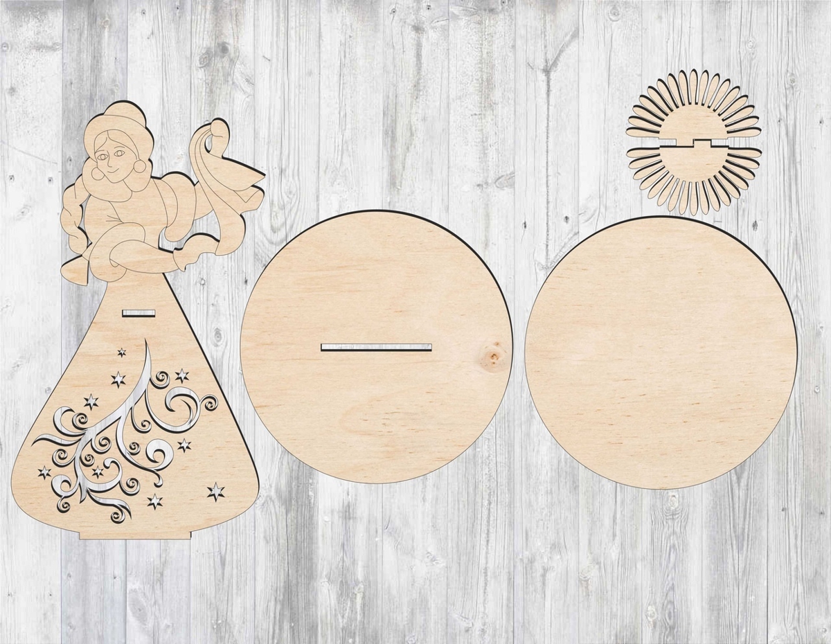 طرح جا دستمال کاغذی دختر برفی مناسب برای استفاده در دستگاه های cnc چوب و cnc لیزر - laser cut snow maiden napkin holder cdr file