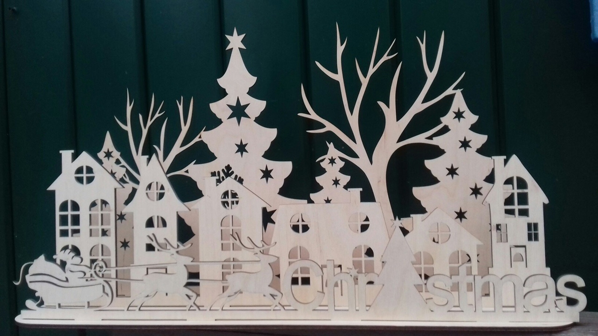 طرح گوزن بابانوئل کریسمس مناسب برای استفاده در دستگاه های cnc چوب و cnc لیزر - laser cut christmas santa deer cdr file