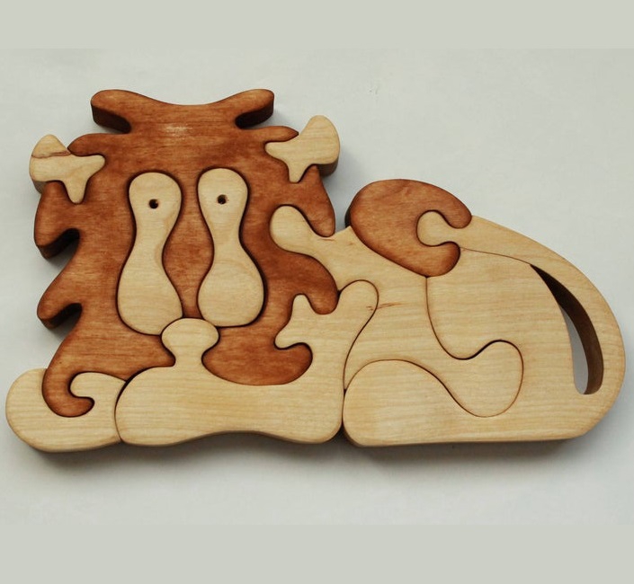 طرح پازل چوبی شیر مناسب برای استفاده در دستگاه های cnc چوب و cnc لیزر - laser cut wooden lion puzzle cdr file