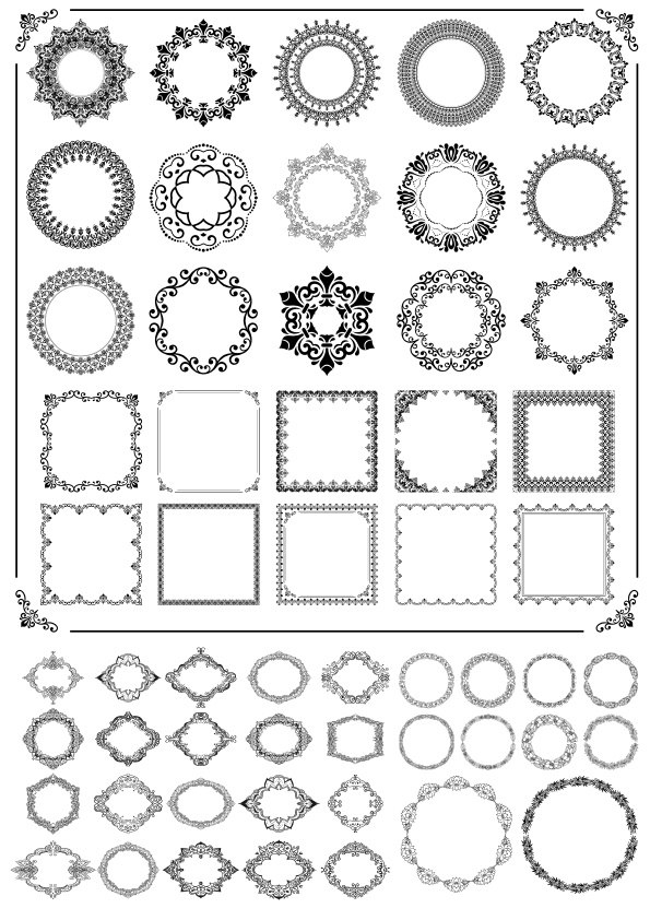 طرح قاب های تزئینی مناسب برای استفاده در دستگاه های cnc چوب و cnc لیزر - ornamental frames cdr file