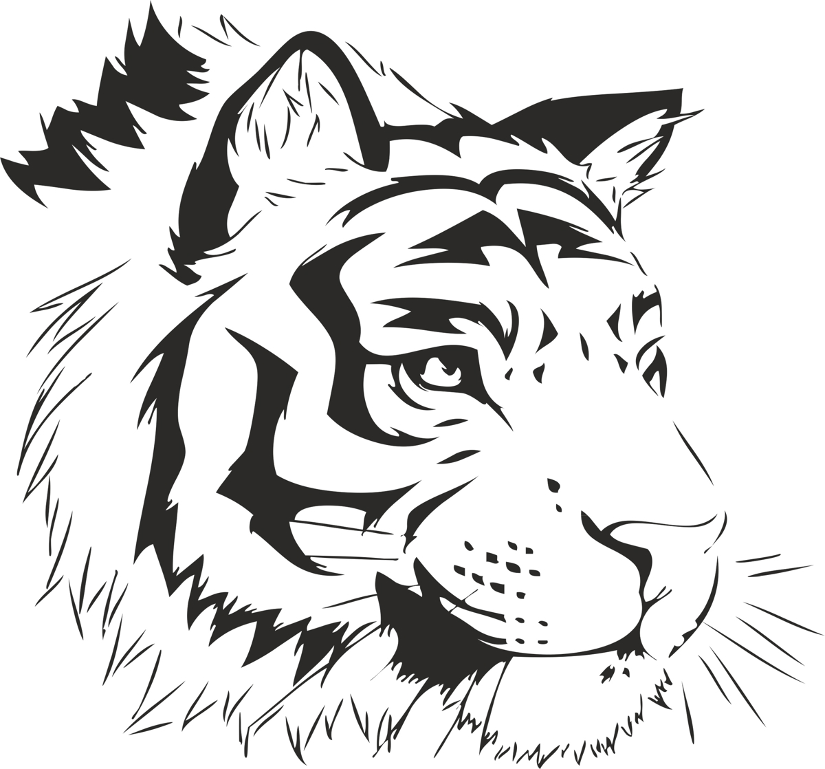 طرح استیکر طرح ببر مناسب برای استفاده در دستگاه های cnc چوب و cnc لیزر - tiger stencil sticker cdr file