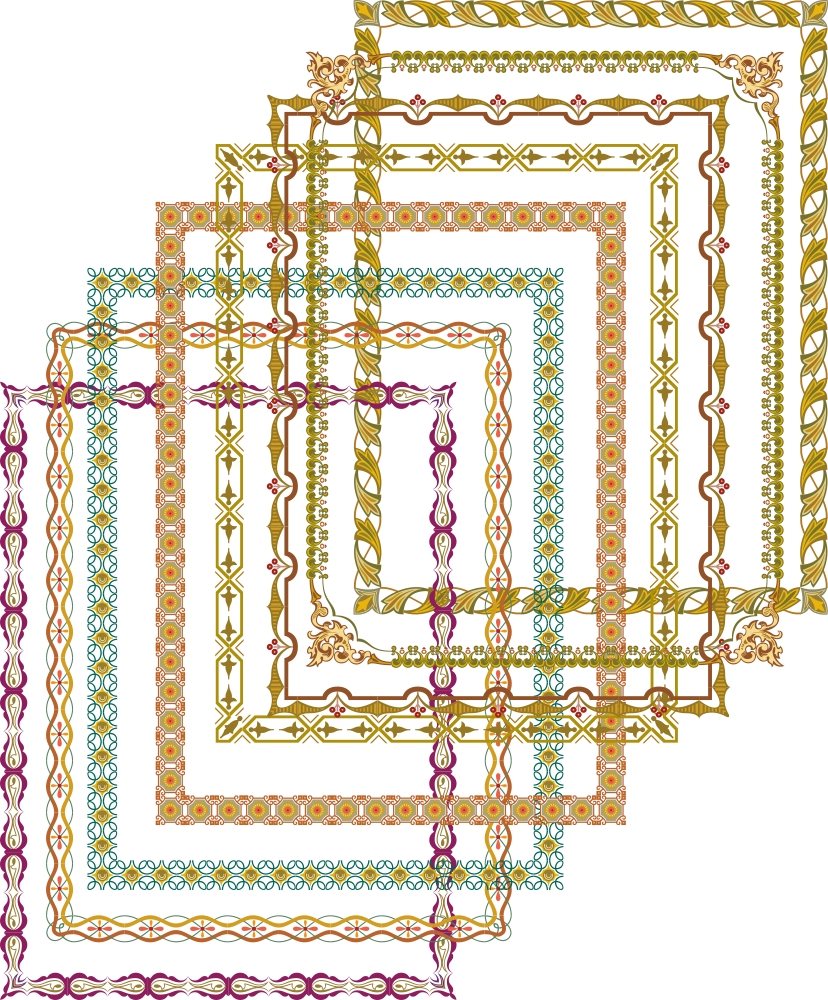 طرح وکتور حاشیه های فانتزی و زیبا مناسب برای استفاده در دستگاه های cnc چوب و cnc لیزر - fancy frames borders frame border elegant vectors cdr file