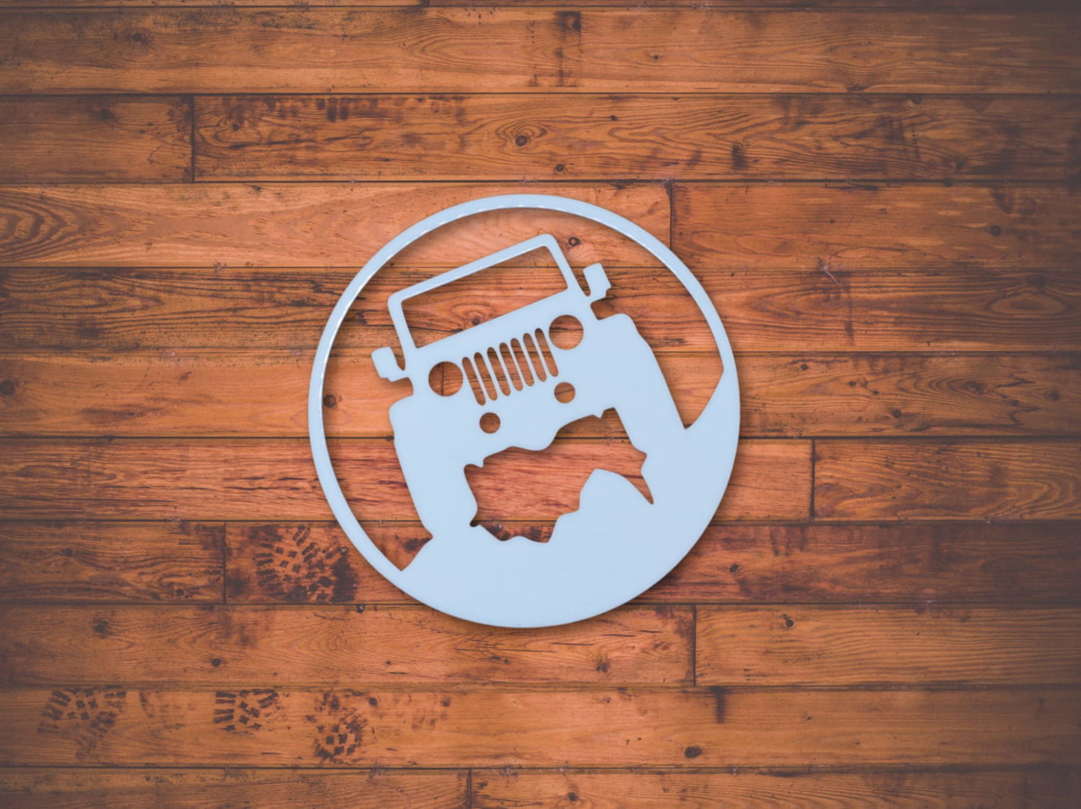 طرح تابلو شاسی طرح جیپ مناسب برای استفاده در دستگاه های cnc چوب و cnc لیزر - laser cut jeep cutout wall decor cdr file