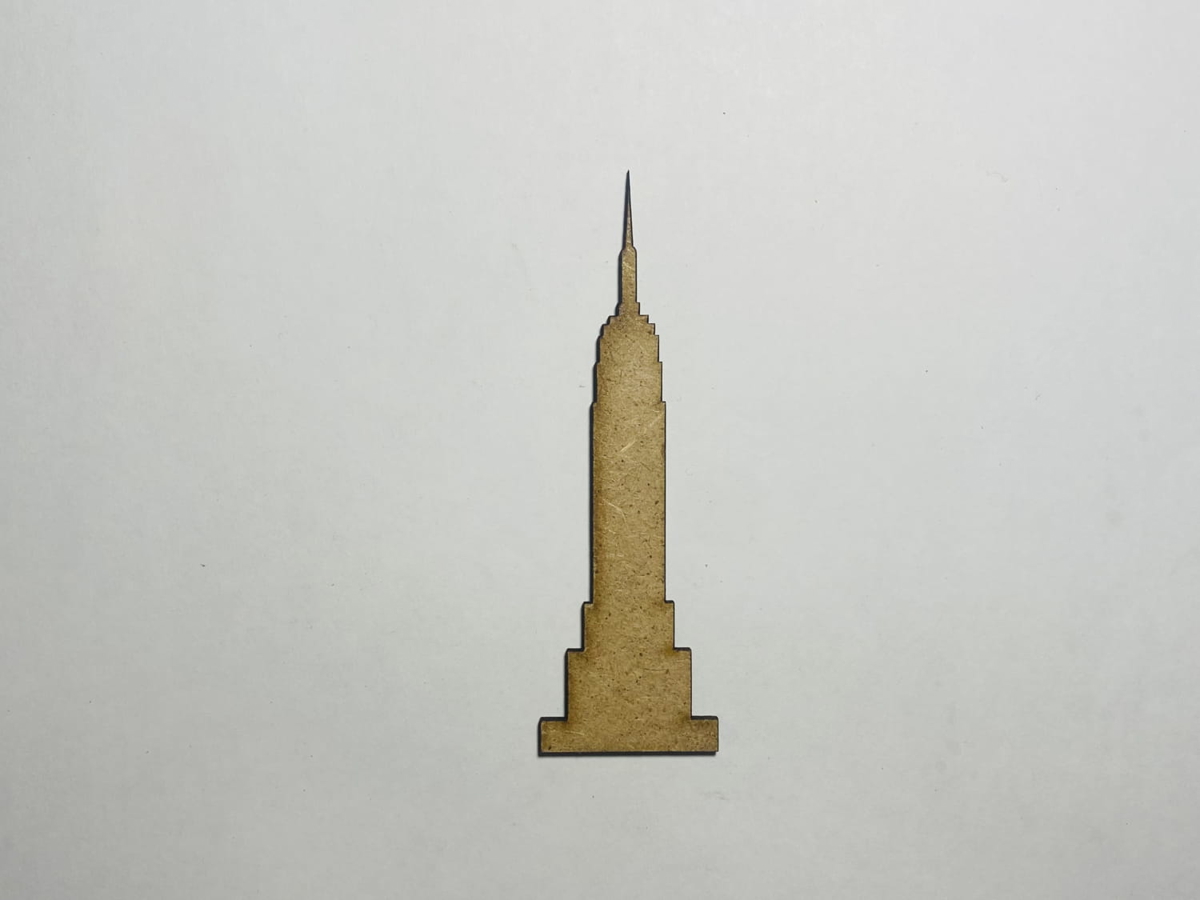 طرح ساختمان امپایر استیت طرح چوبی ناتمام مناسب برای استفاده در دستگاه های cnc چوب و cnc لیزر - laser cut empire state building cutout unfinished wooden shape cdr file