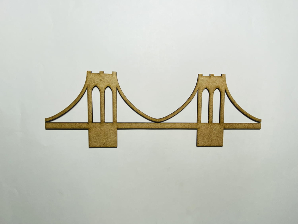 طرح پل چوبی بروکلین ناتمام مناسب برای استفاده در دستگاه های cnc چوب و cnc لیزر - laser cut unfinished brooklyn bridge wood cutout cdr file