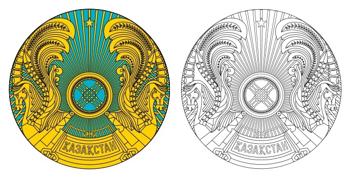 طرح لوگوی نماد قزاقستان مناسب برای استفاده در دستگاه های cnc چوب و cnc لیزر - emblem of kazakhstan logo cdr file