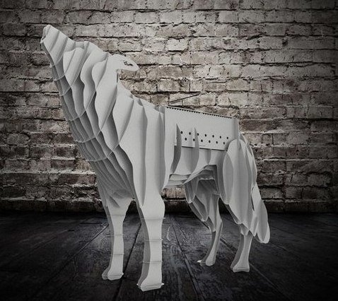 طرح سه بعدی پازل گرگ باربیکیو طرح آتش با ضخامت 2 میلی‌متر مناسب برای استفاده در دستگاه های cnc چوب و cnc لیزر - wolf bbq fire pit 3d puzzle 2mm cdr file