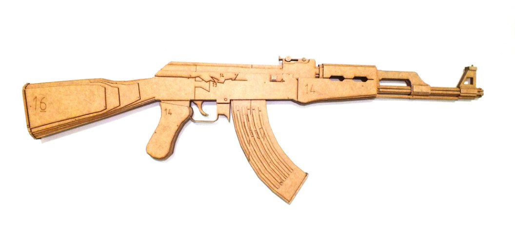 طرح با فرمت ak 47 مناسب برای استفاده در دستگاه های cnc چوب و cnc لیزر - ak 47 dxf file