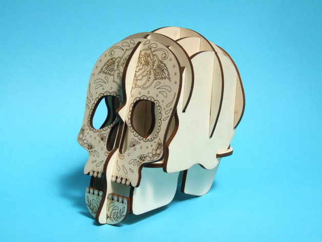 طرح سه بعدی جا خودکاری طرح جمجمه مناسب برای استفاده در دستگاه های cnc چوب و cnc لیزر - laser cut skull 3d pen holder cdr file