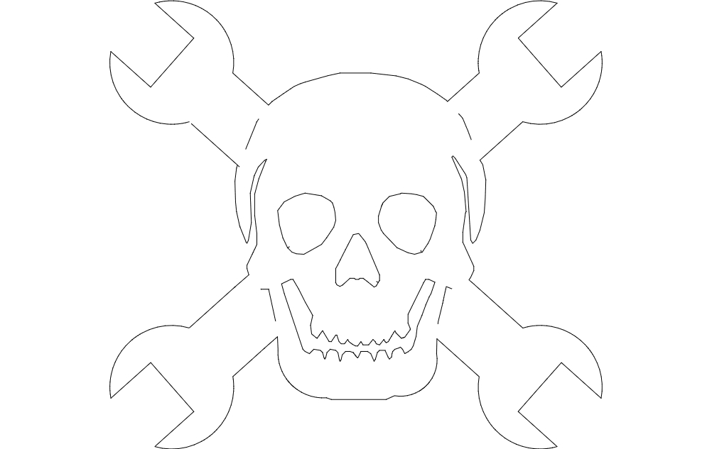 طرح آچار جمجمه مناسب برای استفاده در دستگاه های cnc چوب و cnc لیزر - skull wrench dxf file