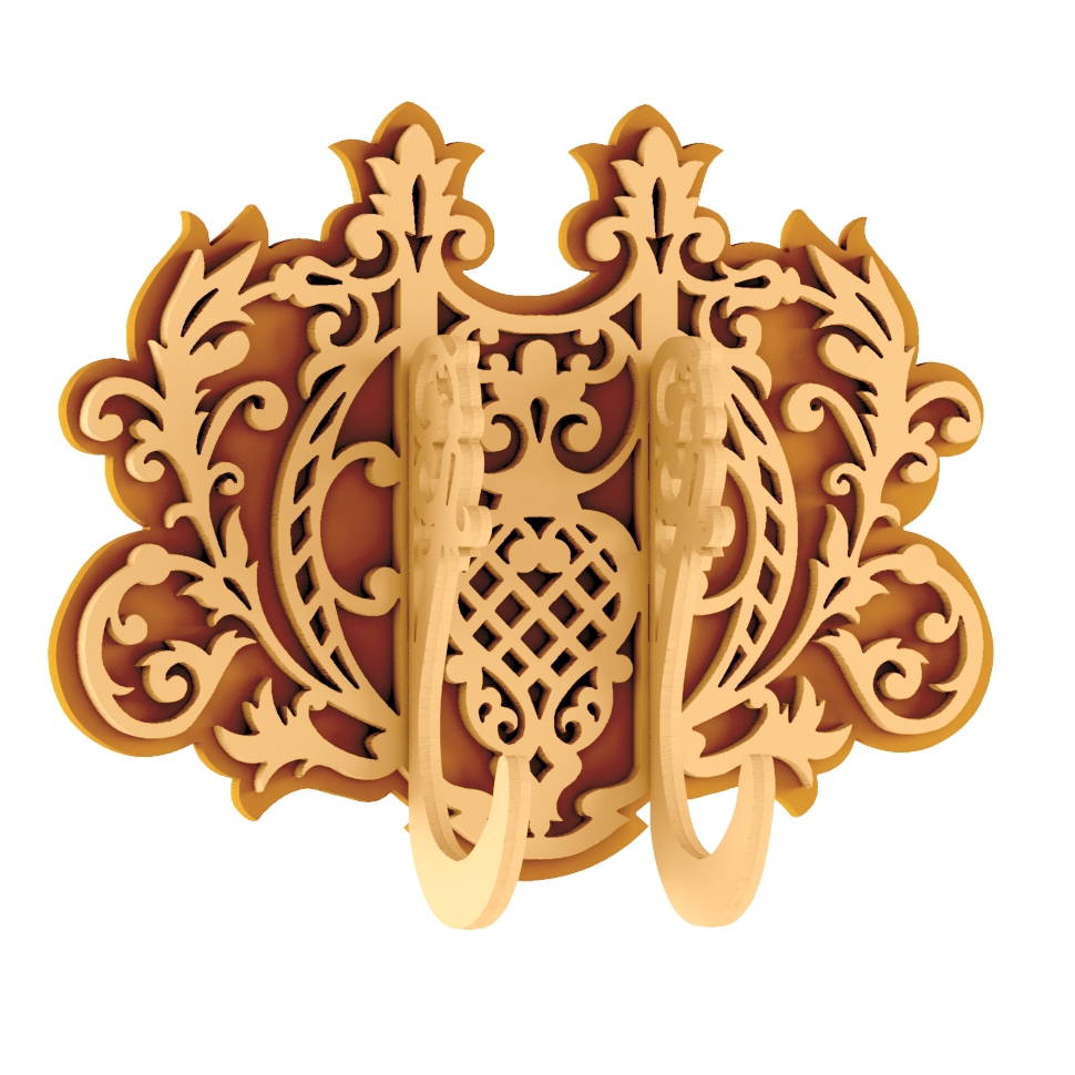 طرح قلاب دیواری تزئینی مبلمان برای کت و شلوار و کاردستی مناسب برای استفاده در دستگاه های cnc چوب و cnc لیزر - furniture decorative wall hooks for coat and craft dxf file