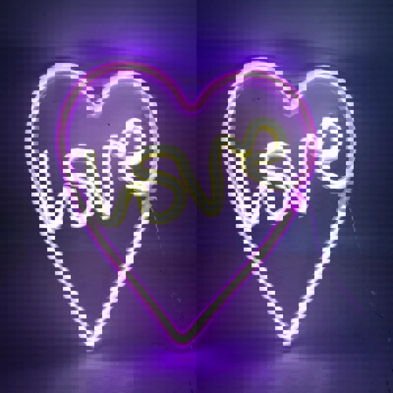 طرح علامت نئون قلب عشق شکل قلب دکوراسیون منزل نور نئون مناسب برای استفاده در دستگاه های cnc چوب و cnc لیزر - laser cut love heart neon sign heart shape party home decoration neon light