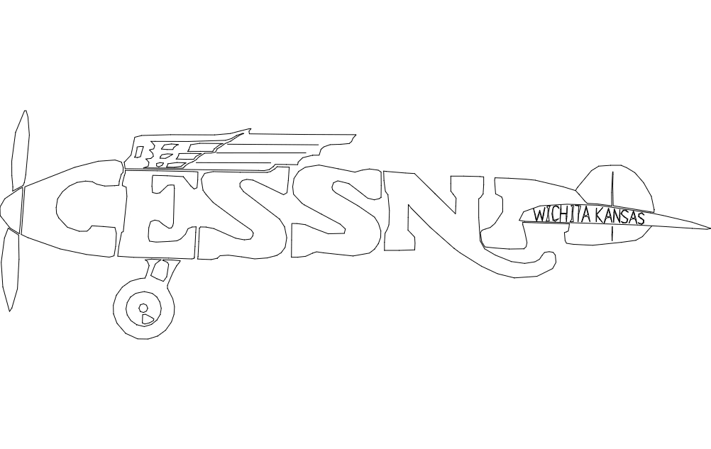 طرح هواپیمای سسنا هشت اینچی مناسب برای استفاده در دستگاه های cnc چوب و cnc لیزر - cessna eight inch dxf file