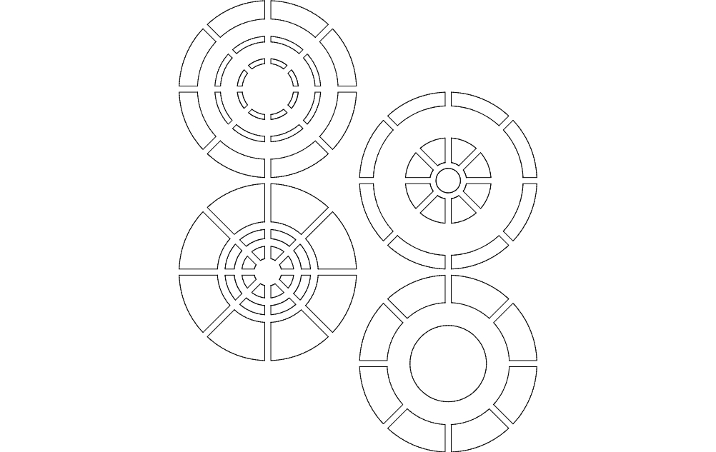 طرح دایره‌ها مناسب برای استفاده در دستگاه های cnc چوب و cnc لیزر - circles dxf file