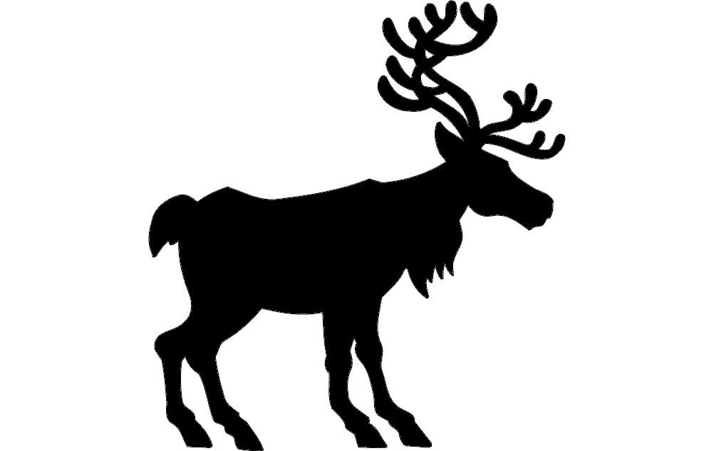 طرح وکتور طرح گوزن (سیلوئت) مناسب برای استفاده در دستگاه های cnc چوب و cnc لیزر - deer silhouette vector dxf file