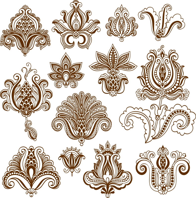 طرح های وکتوری حنا مناسب برای استفاده در دستگاه های cnc چوب و cnc لیزر - vector mehndi designs cdr file