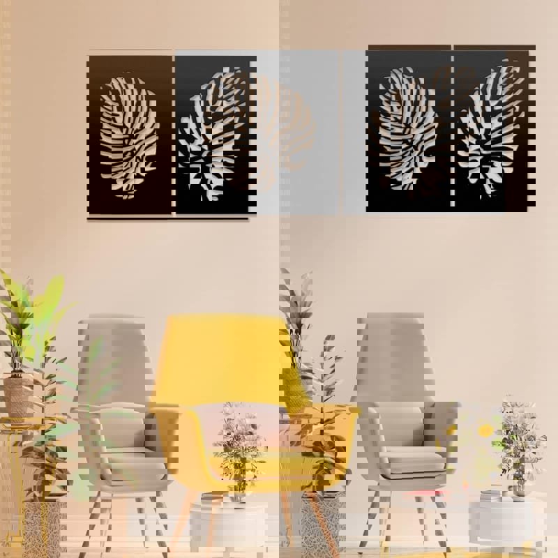 طرح دیوارکوب طرح برگ با ، دکور دیواری با طرح هنر گرمسیری مناسب برای استفاده در دستگاه های cnc چوب و cnc لیزر - laser cut leaf art wall hanging decor tropical art wall decor