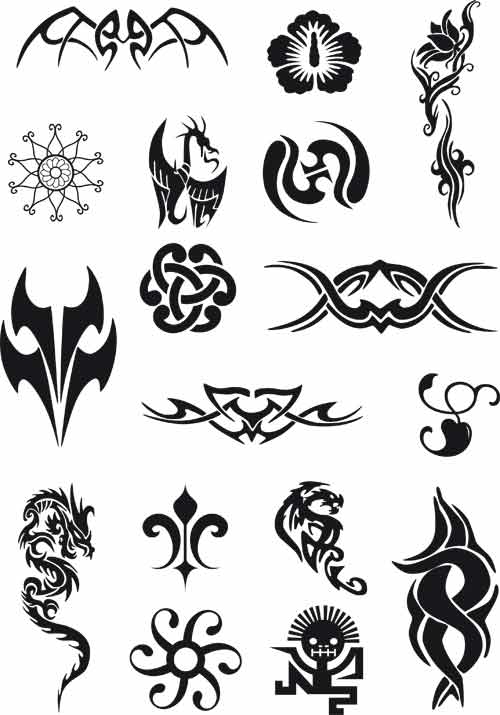 طرح مجموعه تاتوهای قبیله‌ای مناسب برای استفاده در دستگاه های cnc چوب و cnc لیزر - set tribal tattoos eps file