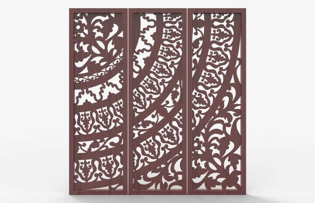 طرح پنل های صفحه نمایش سوراخ دار مناسب برای استفاده در دستگاه های cnc چوب و cnc لیزر - laser cut perforated screen panels dxf file