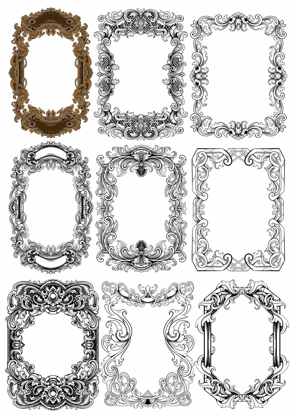 طرح مجموعه قاب های حاشیه لوکس مناسب برای استفاده در دستگاه های cnc چوب و cnc لیزر - luxury borders frames set cdr file